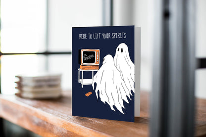 Here To Lift Your Spirits Greeting Card - Encouragement Card - Happy Halloween Greeting.