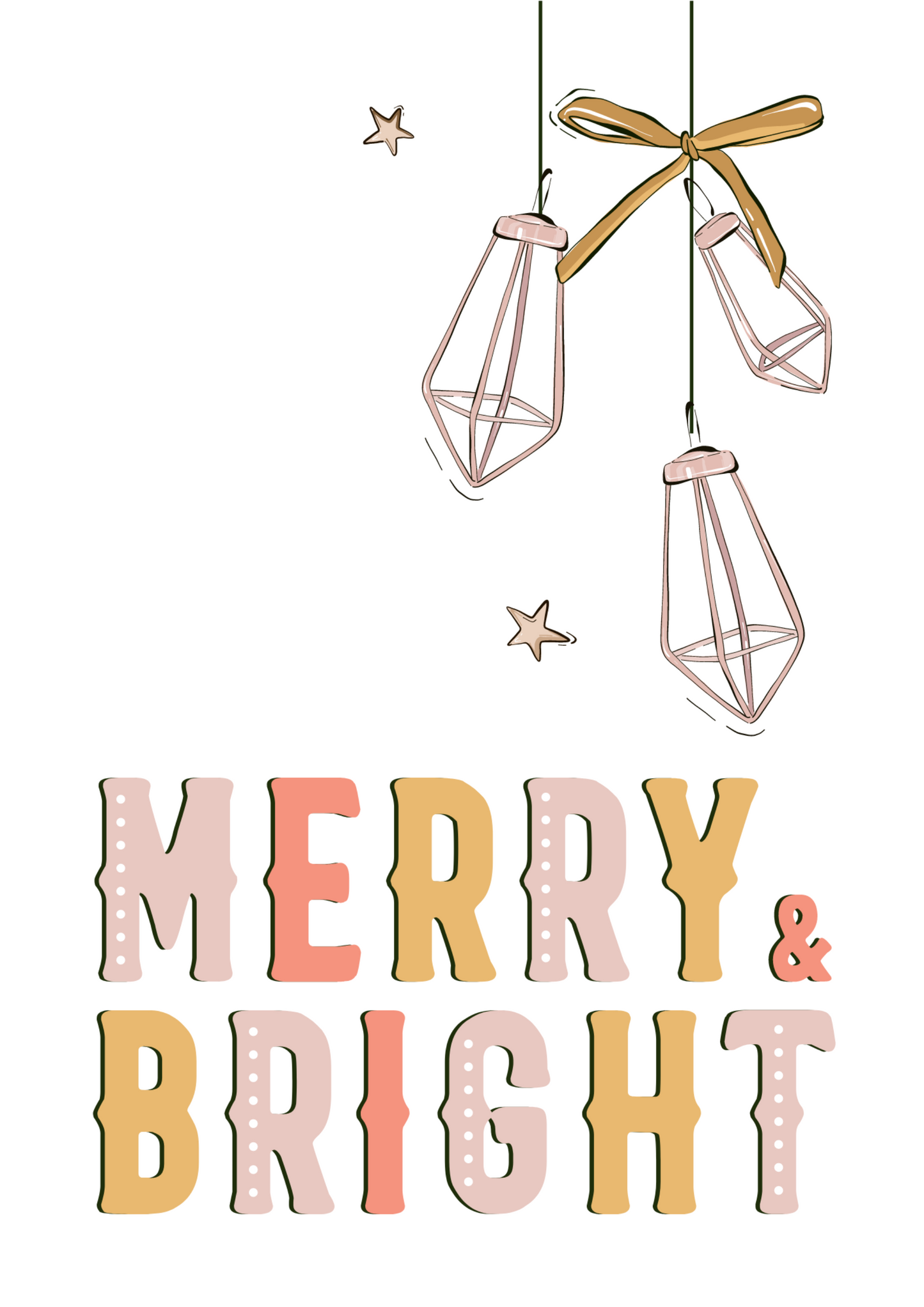 Merry & Bright Sparkles Happy Holidays Christmas Card.