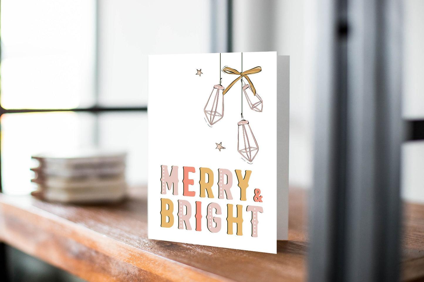 Merry & Bright Sparkles Happy Holidays Christmas Card.