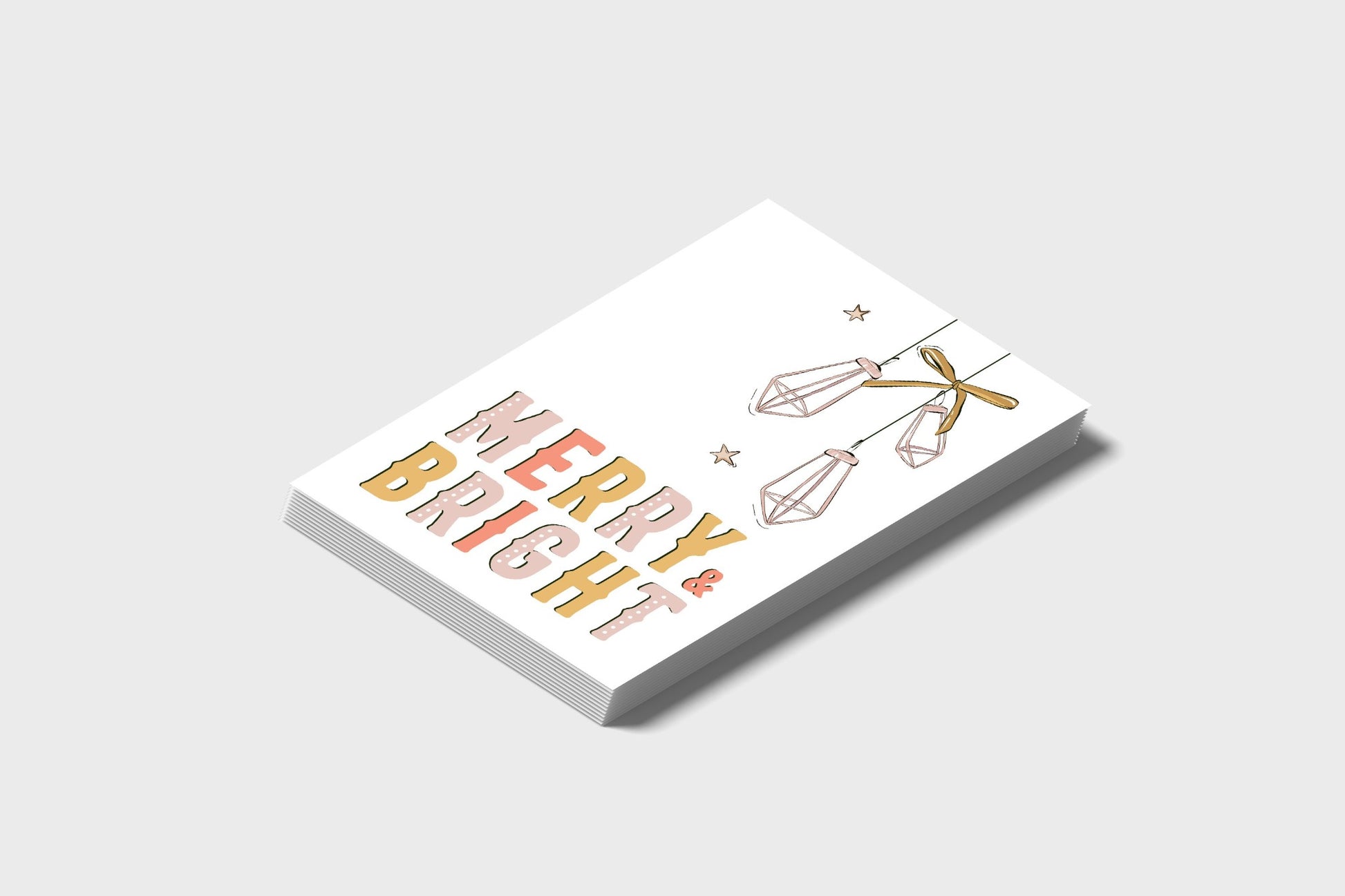 Merry & Bright Christmas Lights Postcard Pack, Christmas Postcard Pack.