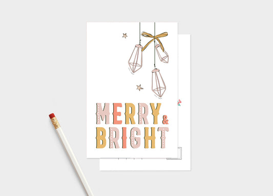 Merry & Bright Christmas Lights Postcard Pack, Christmas Postcard Pack.