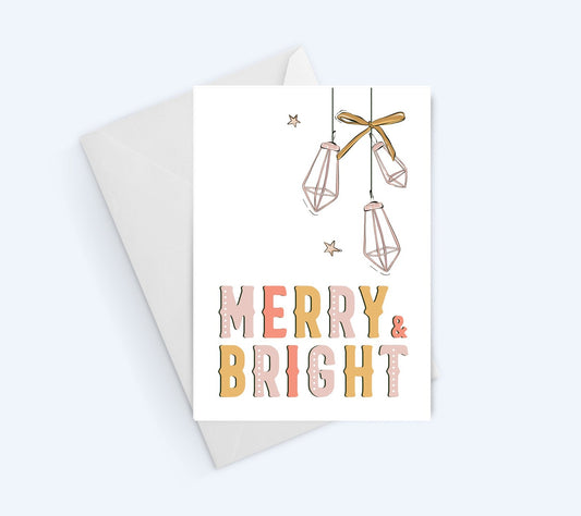 Merry & Bright Sparkles Happy Holidays Christmas Card.