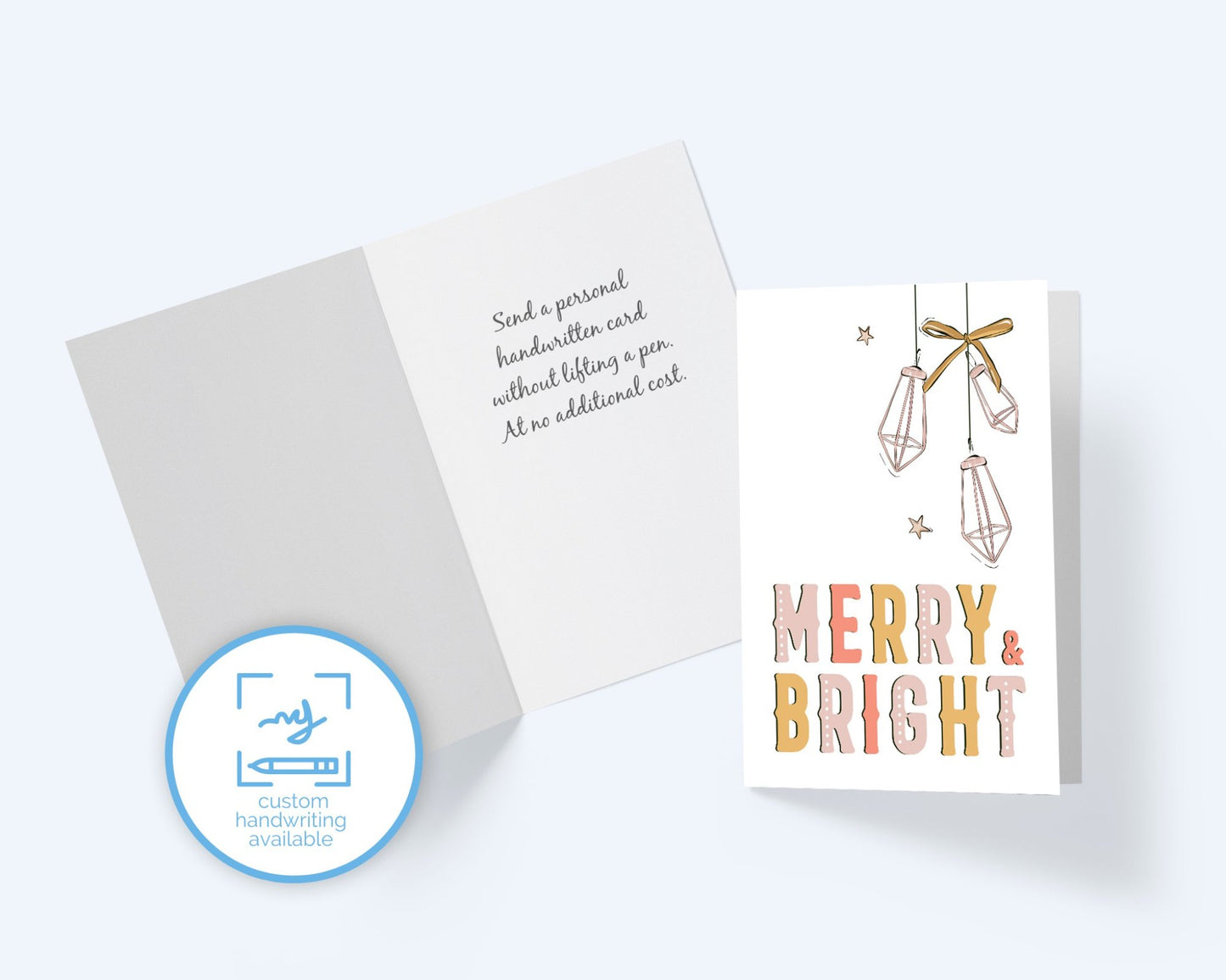 Merry & Bright Sparkles Happy Holidays Christmas Card.