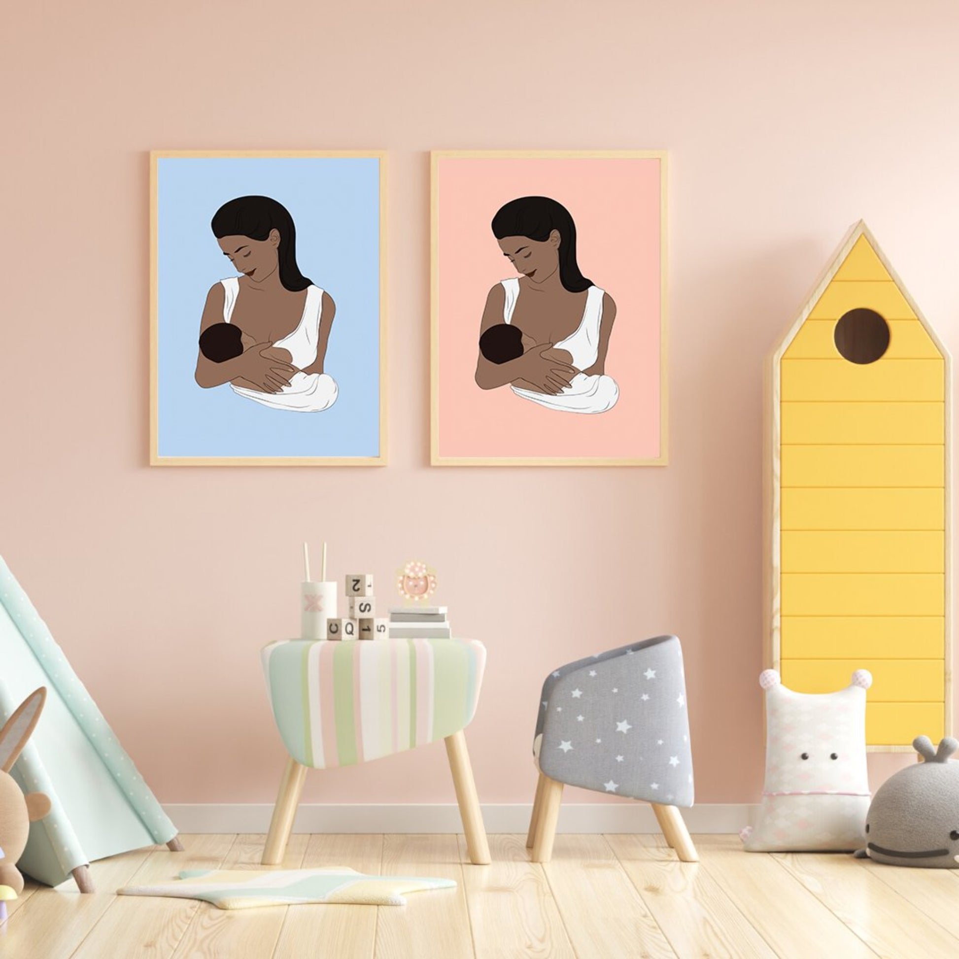 Mom Breastfeeding Wall Print - Mom Wall Art - Digital Art Print for Nursery - Home Decor.