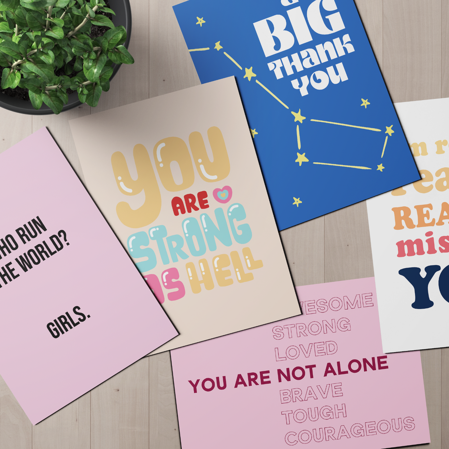 Post Card Set: Strong Girls Run The World. 5 Or 10 Note Card Set..