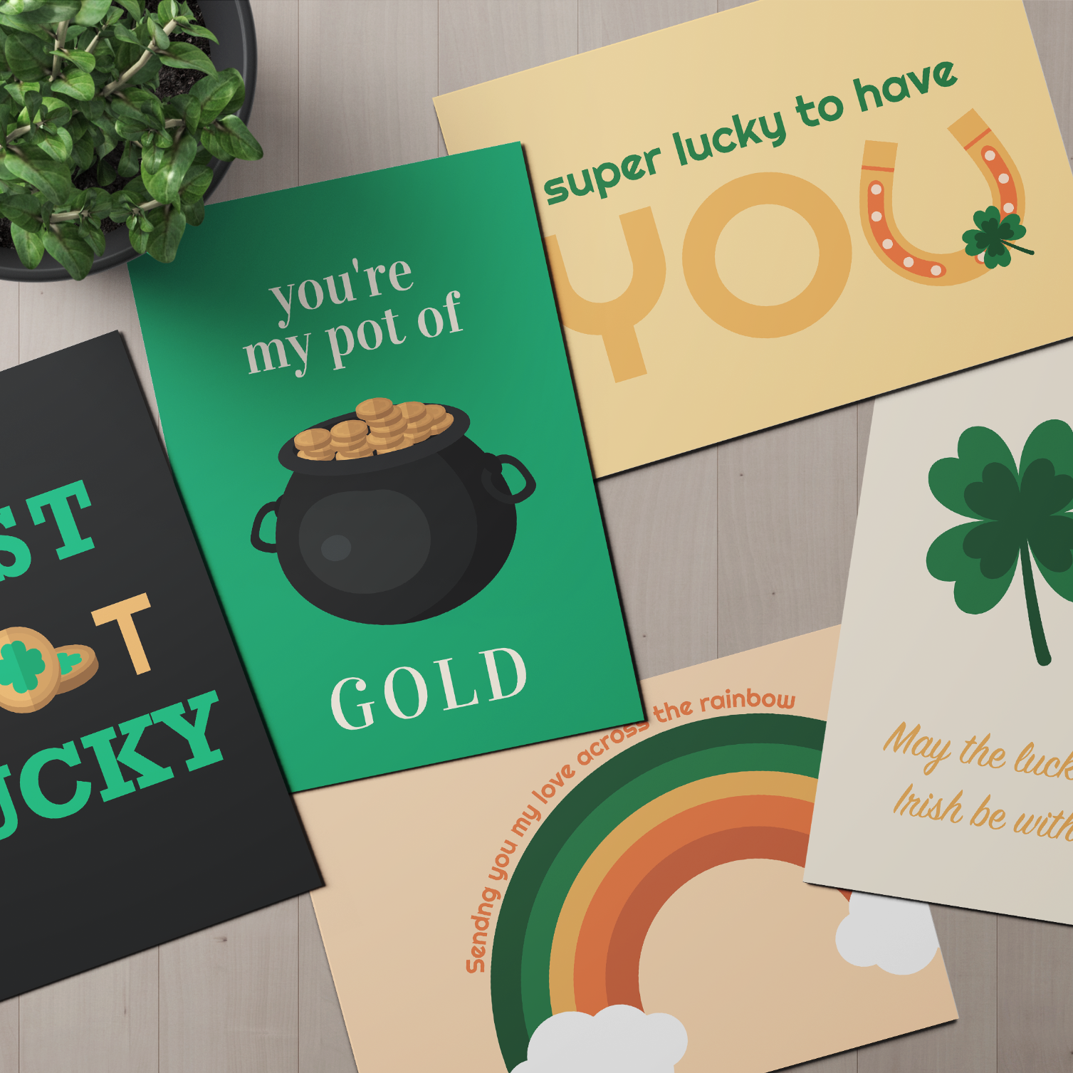 Just Got Lucky St Patrick's Day Postcard Bundle - Pack Of 5 Or 10.