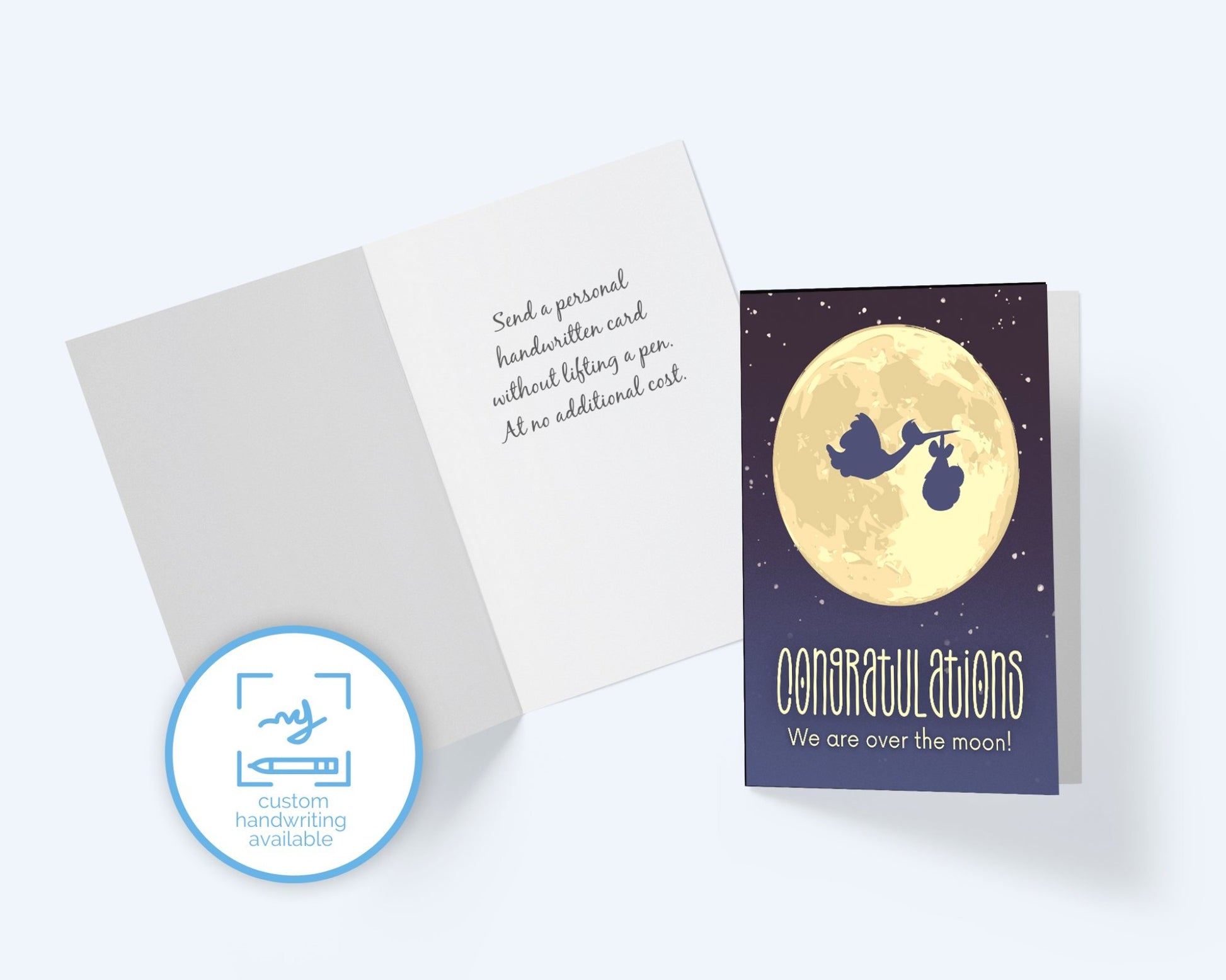 We Are Over The Moon New Baby Card - Congratulations New Baby Card - New Baby Greeting Card.