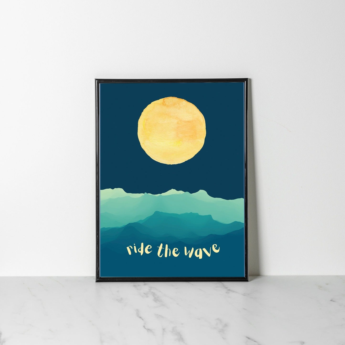 Ride The Wave Art Print - Moon Over The Sea - Home Decor - Wall Art.