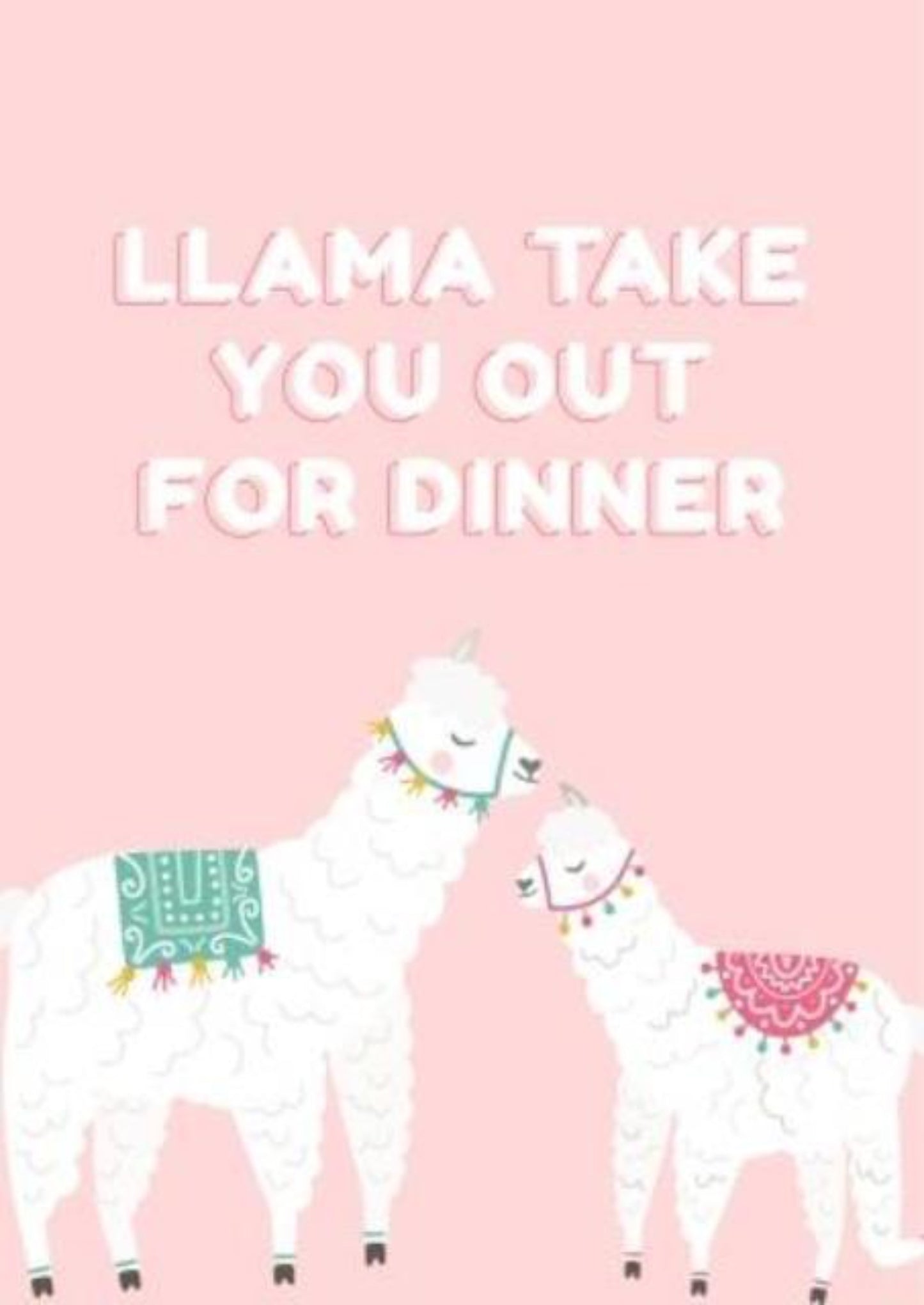 Llama Take You Out To Dinner - Love And Friendship - Anniversary  - Thinking Of You Card.