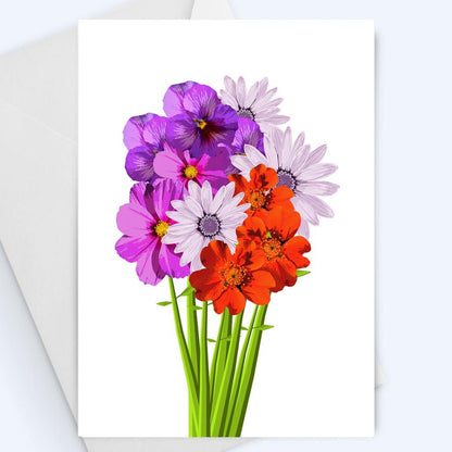 Spring Flowers Greeting Card, Thinking Of You Greeting Card, Spring bouquet, Cheerful Card