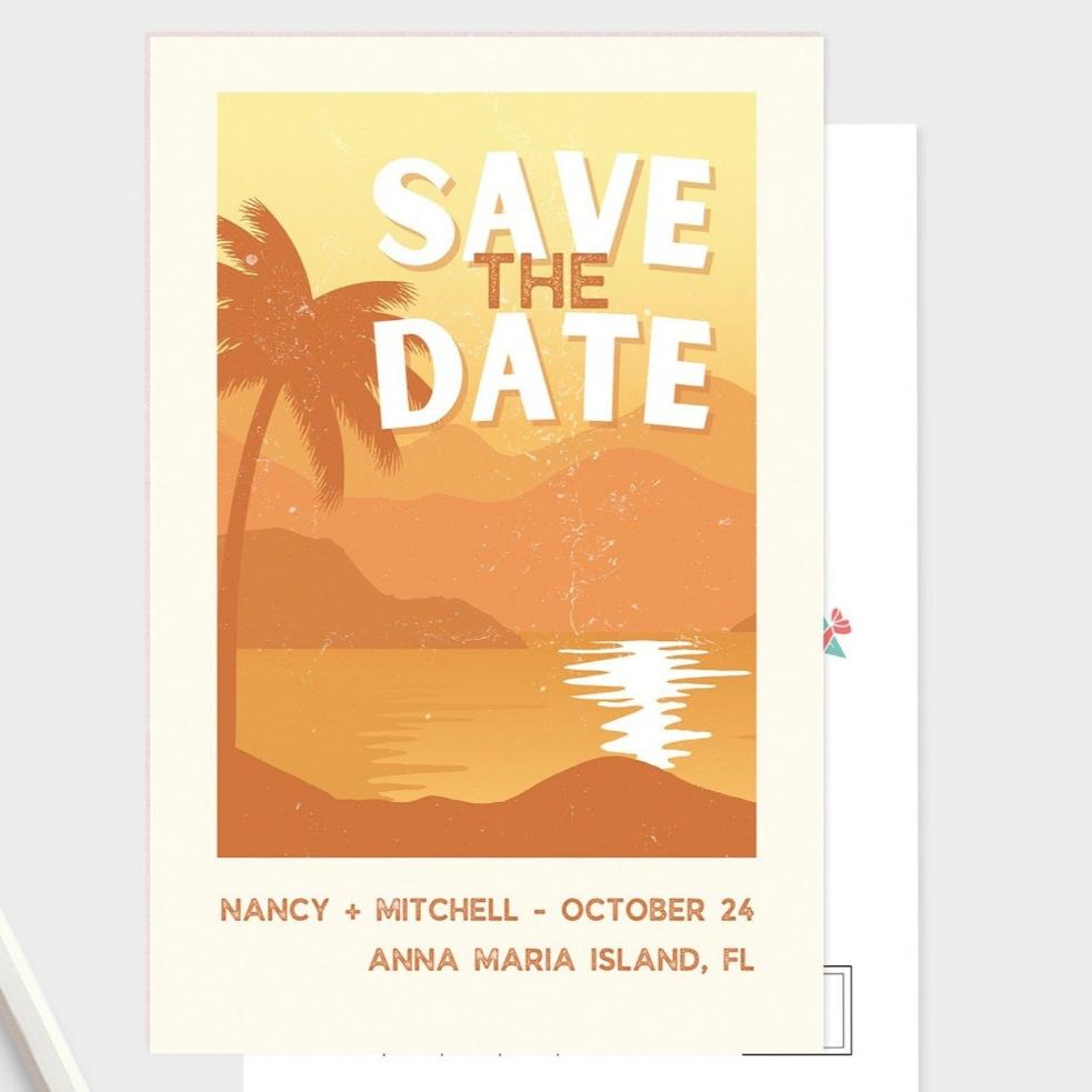 Tropical Beach Save The Date Postcard Bundle.