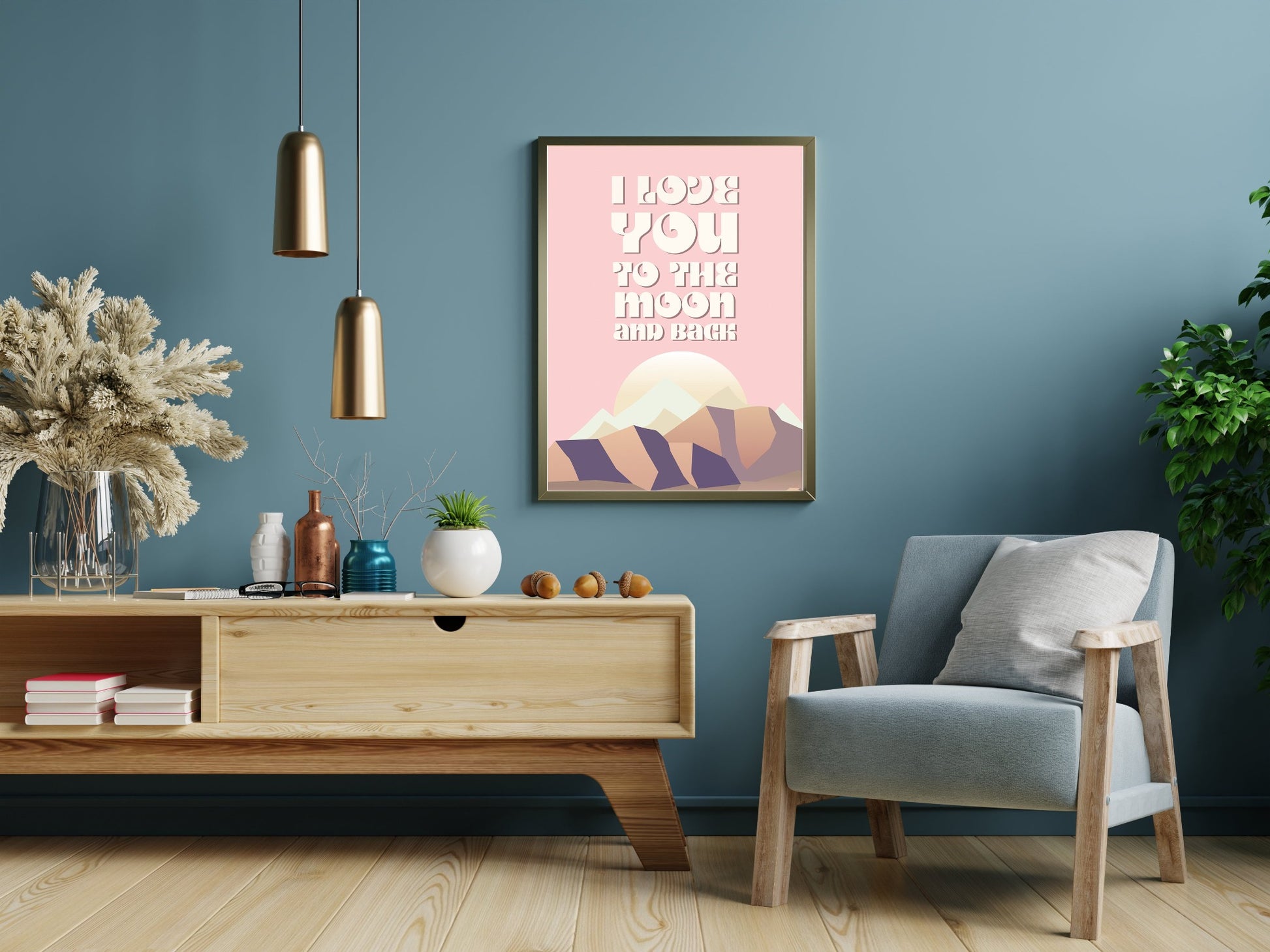 I love You To The Moon And Back Art Print - Wall Art - Wall Decor.