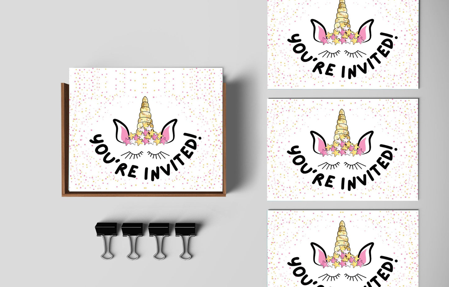 Unicorn Party Invitation Postcard Set.