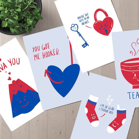 Valentine Day Postcard Bundle, I Lava You & More