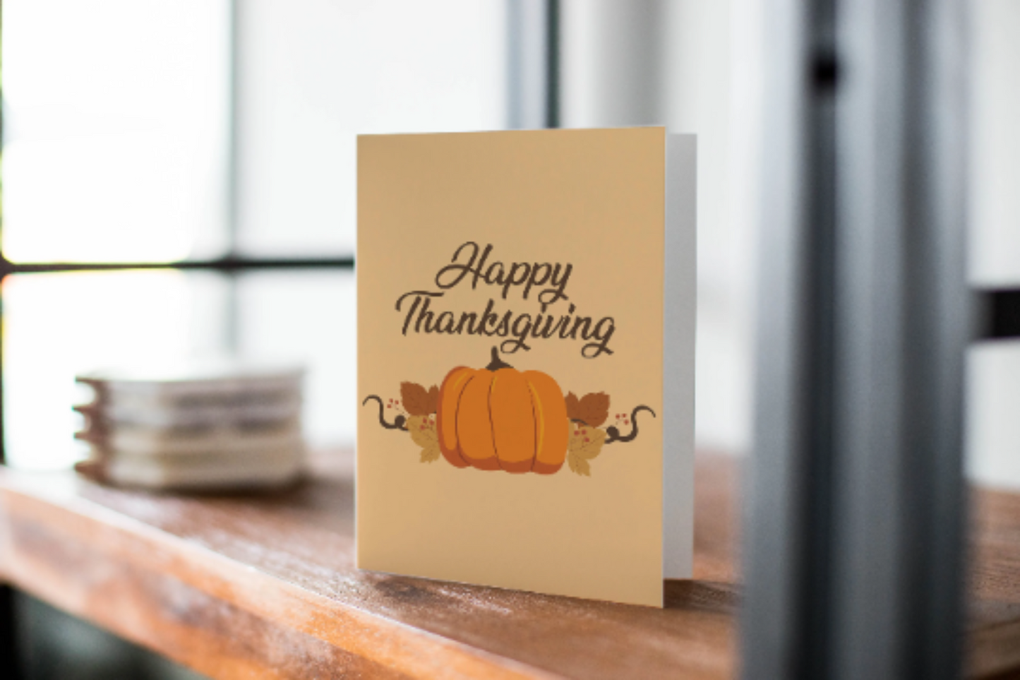 Happy Thanksgiving Fall Pumpkin Greeting Card.