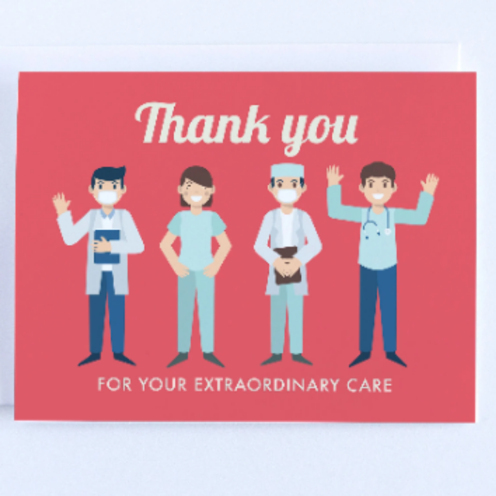 Thank You For Your Extraordinary Care - Frontline Workers Card - Red