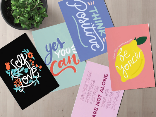 Positivity Postcard Bundle - Set of 5 or 10 Postcards - Self Care Postcard Pack