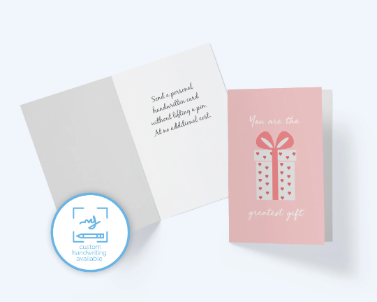 Baby Announcement Card: You Are The Greatest Gift - Pink