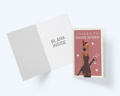 1920's Cheers To Badass Women - Thinking Of You Card - Galentine's Day Valentine's Day Card