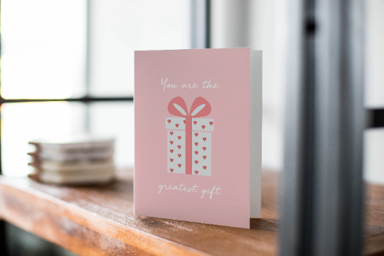 Baby Announcement Card: You Are The Greatest Gift - Pink
