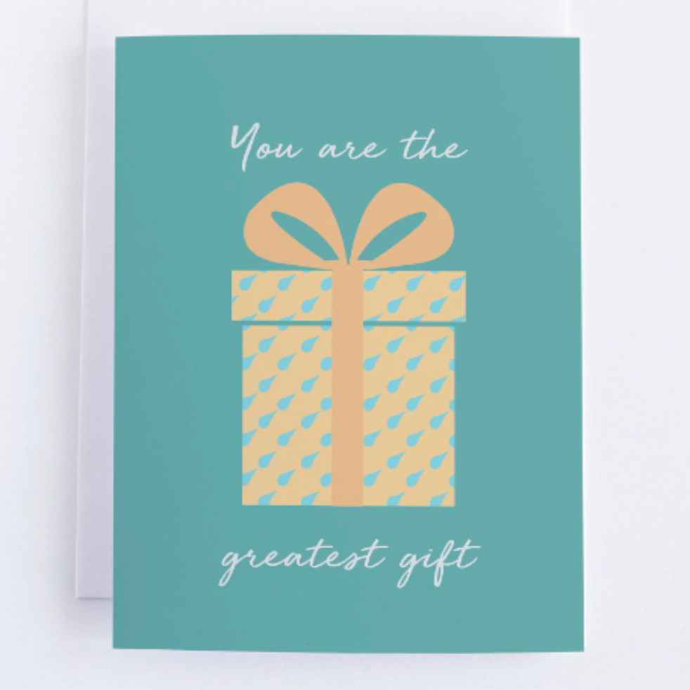 Baby Announcement Card: You Are The Greatest Gift - Teal