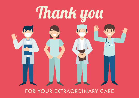 Thank You For Your Extraordinary Care - Frontline Workers Card - Red