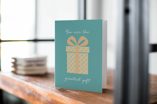 Baby Announcement Card: You Are The Greatest Gift - Teal