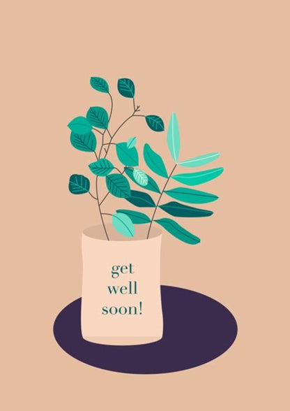 Get Well Soon! Greeting Card, Succulent Note Card.