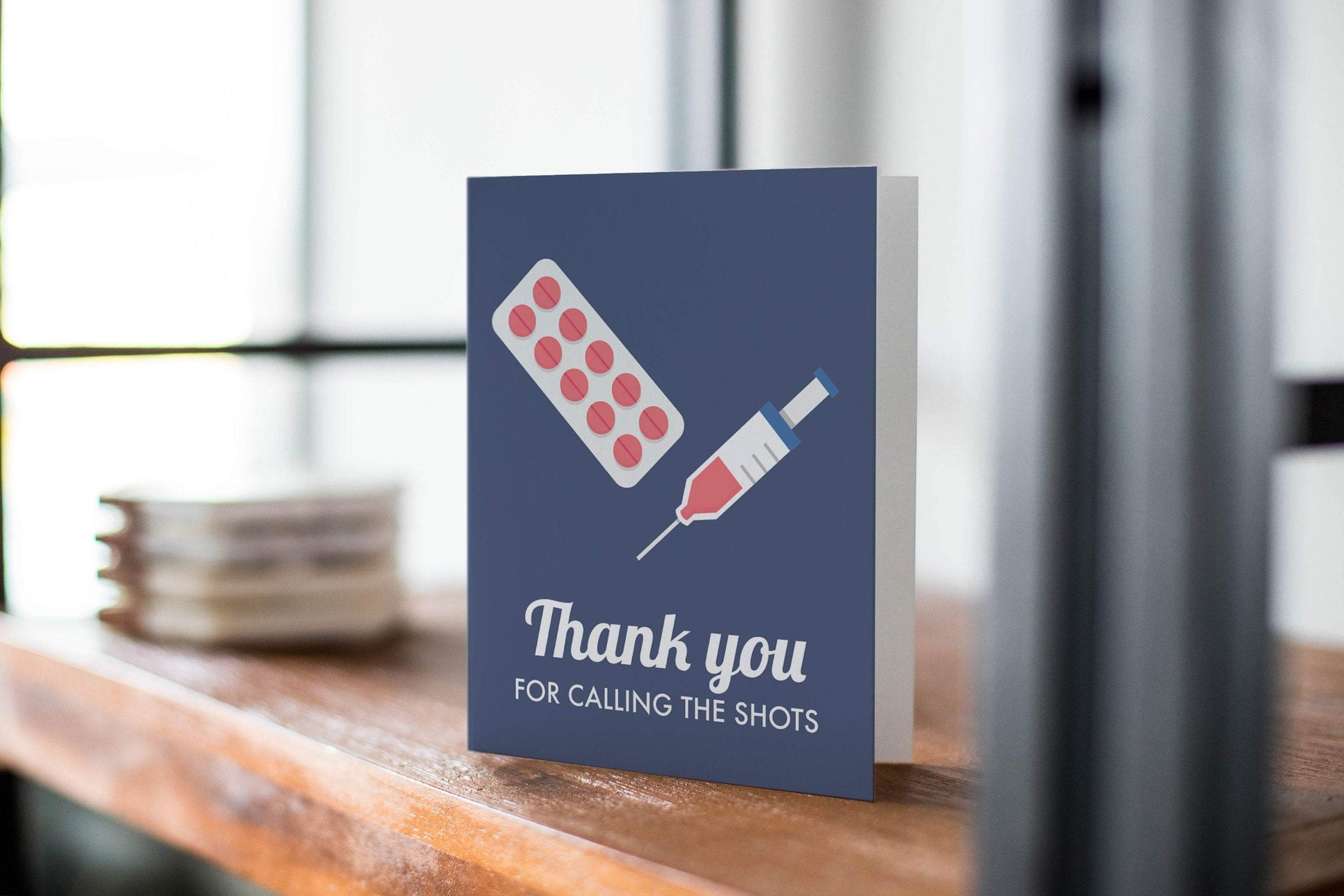 Calling the Shots -  Thank You Greeting Card For Healthcare Worker.