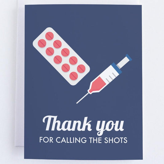 Calling the Shots -  Thank You Greeting Card For Healthcare Worker.