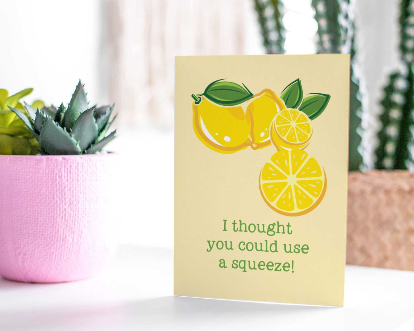 I Thought You Could Use A Squeeze! - Thinking Of You Greeting Card - Lemons/ Lemonade.