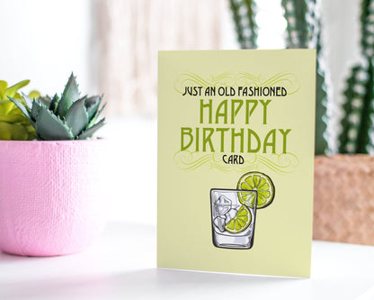 Old Fashioned Drink Happy Birthday Greeting Card.
