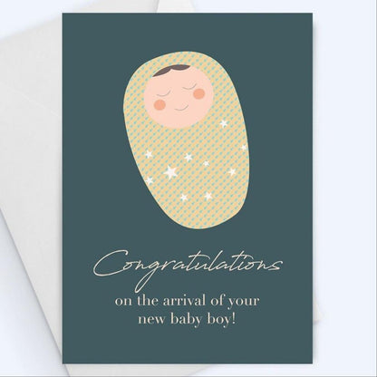 Congrats On The New Arrival! - New Baby Boy Greeting Card.