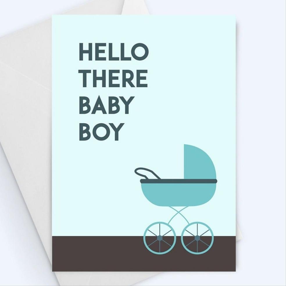 Hello There baby boy! New Baby Congratulations Greeting Card.