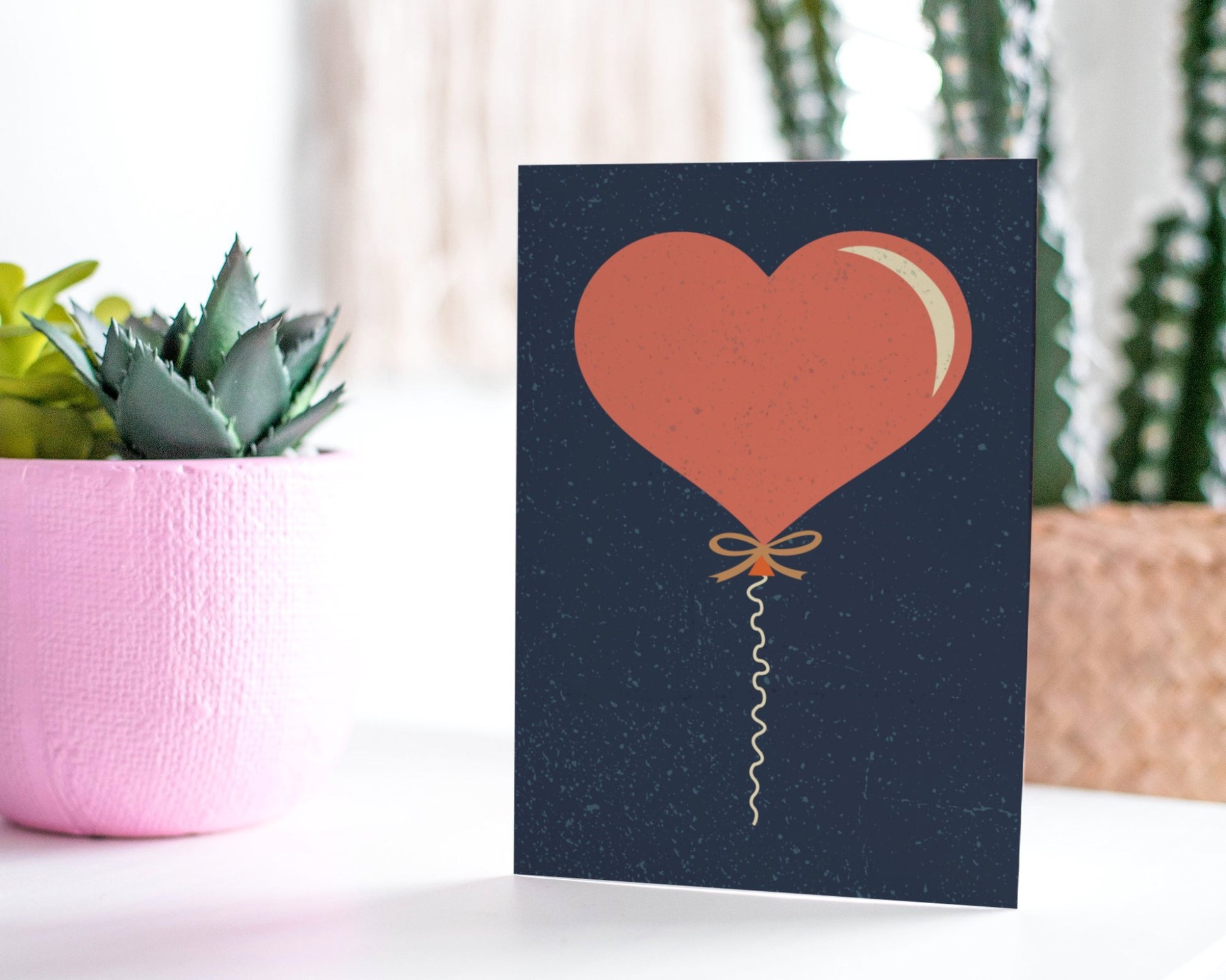 Heart Balloon Card -Thinking Of You - Anniversary Greeting Card.