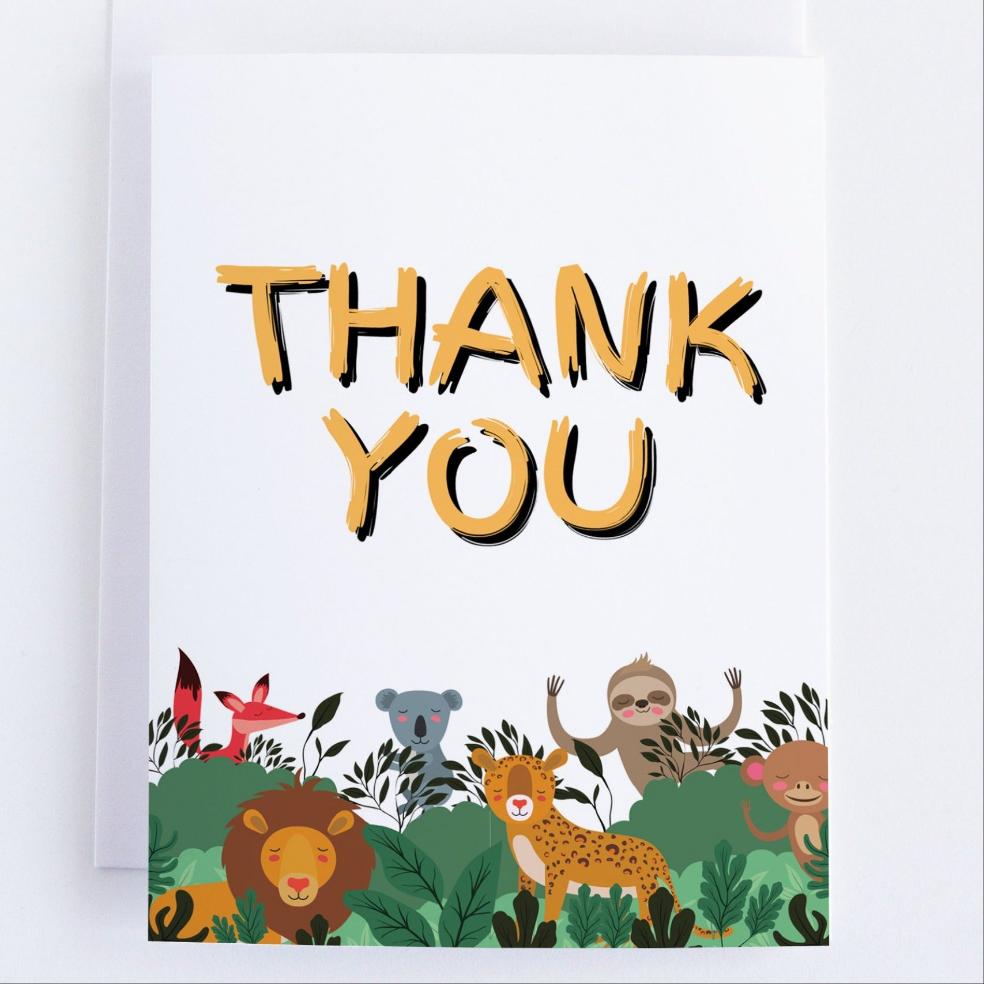 A Jungle of Thanks -Thank You Greeting Card.