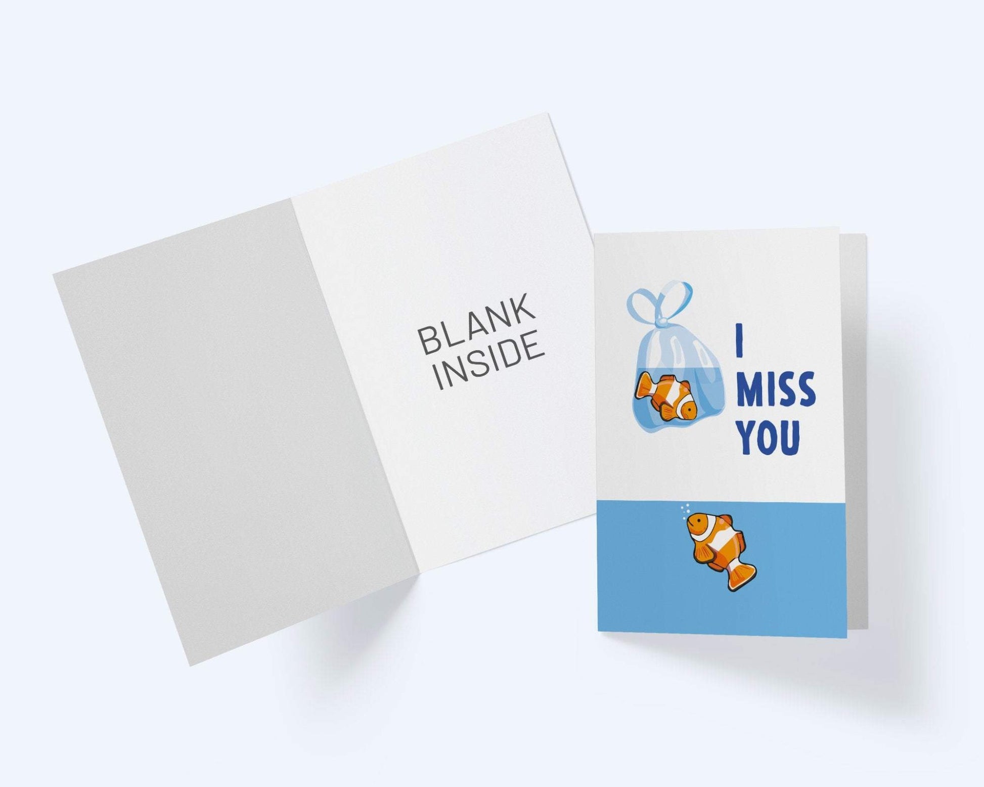 Miss You Card - Thinking Of You Greeting Card - Clown Fish Card.