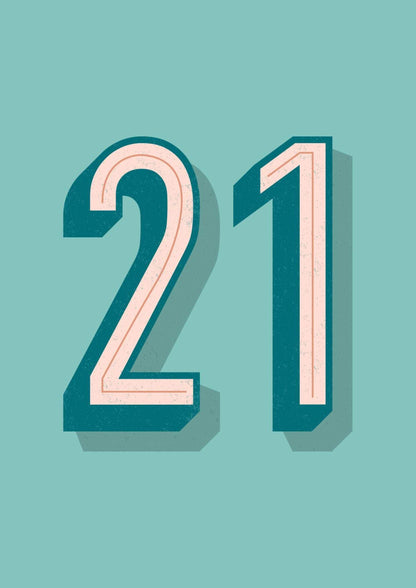 Happy 21st Birthday Or Anniversary Greeting Card.