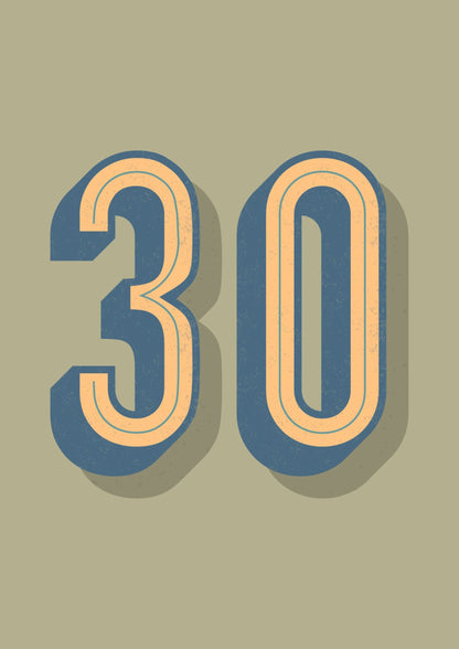 Happy 30th Birthday Or Anniversary Card.