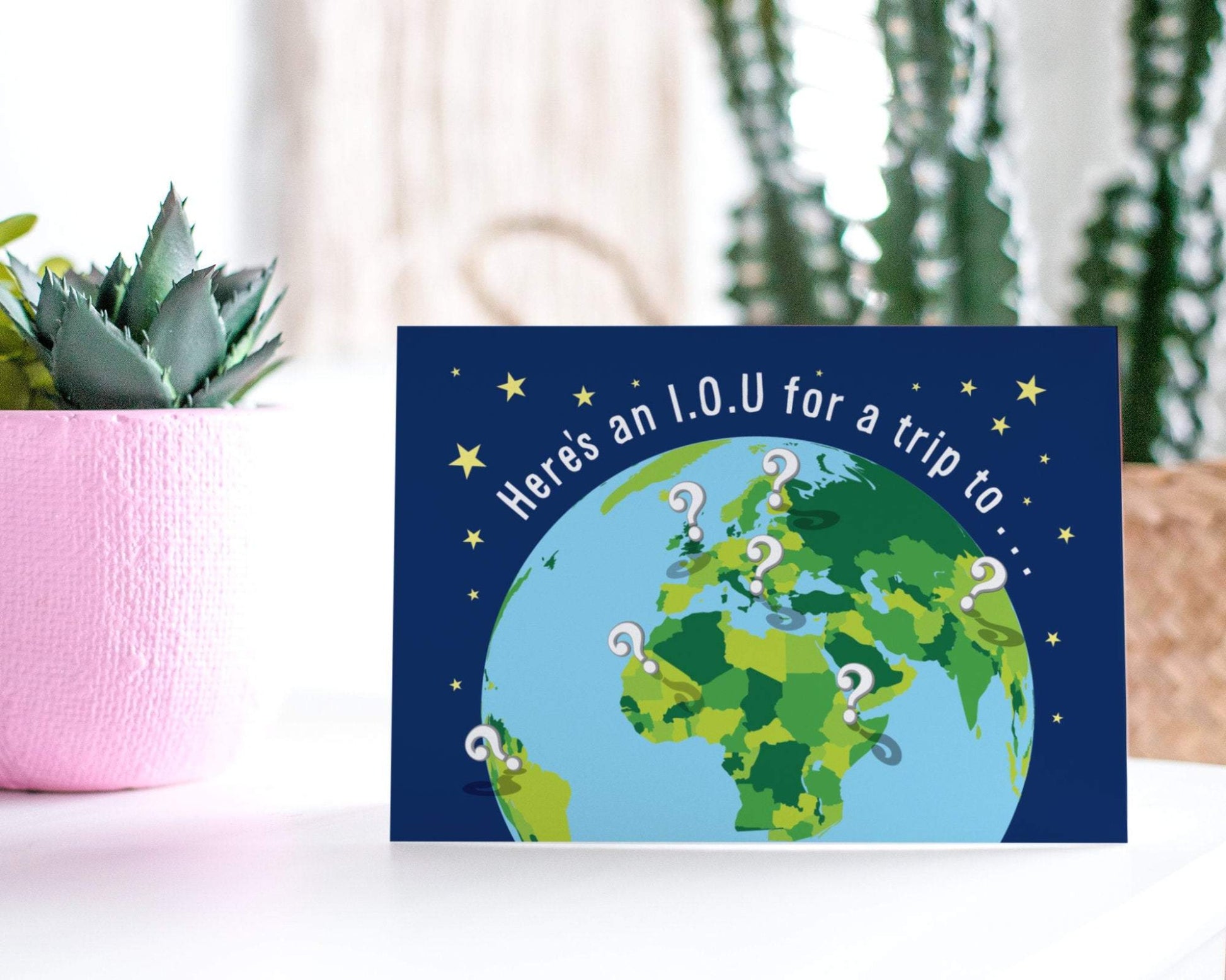 Here's an I.O.U for a trip to... Anniversary Greeting Card - Love And Romance Card.