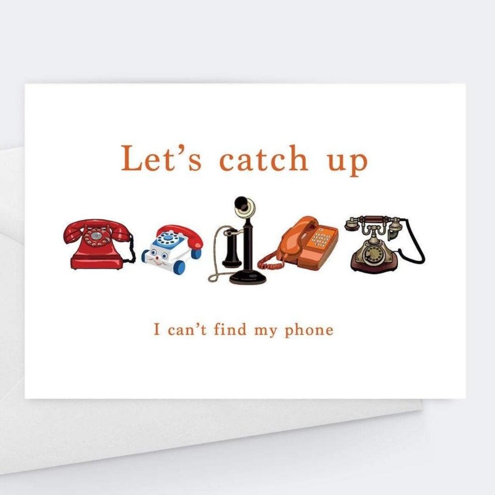 Let's Catch Up - Telephone Over The Years - Thinking Of You Greeting Card.