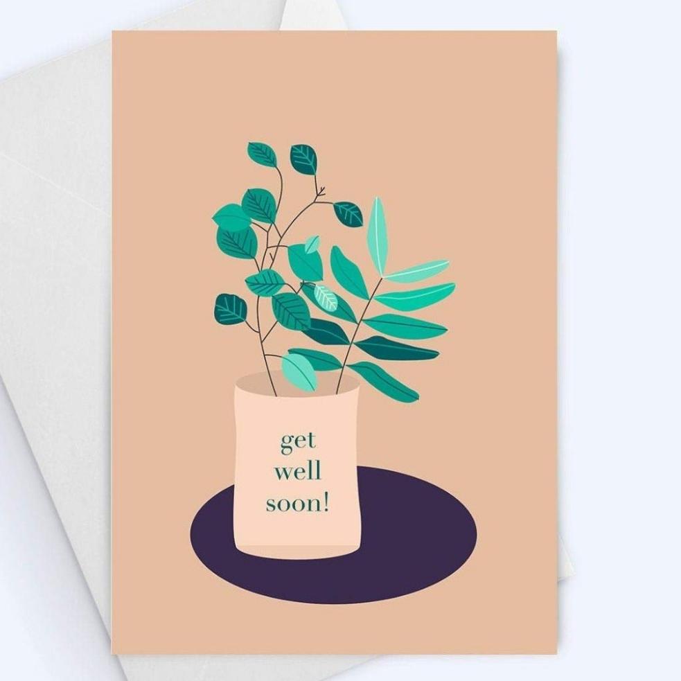 Get Well Soon! Greeting Card, Succulent Note Card.
