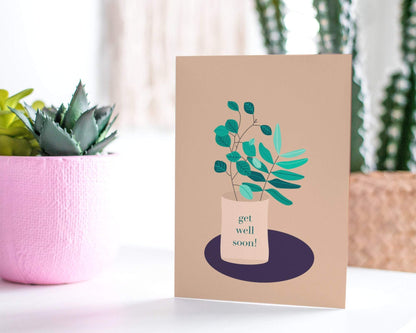 Get Well Soon! Greeting Card, Succulent Note Card.