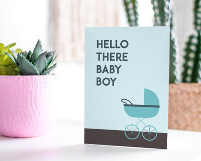 Hello There baby boy! New Baby Congratulations Greeting Card.