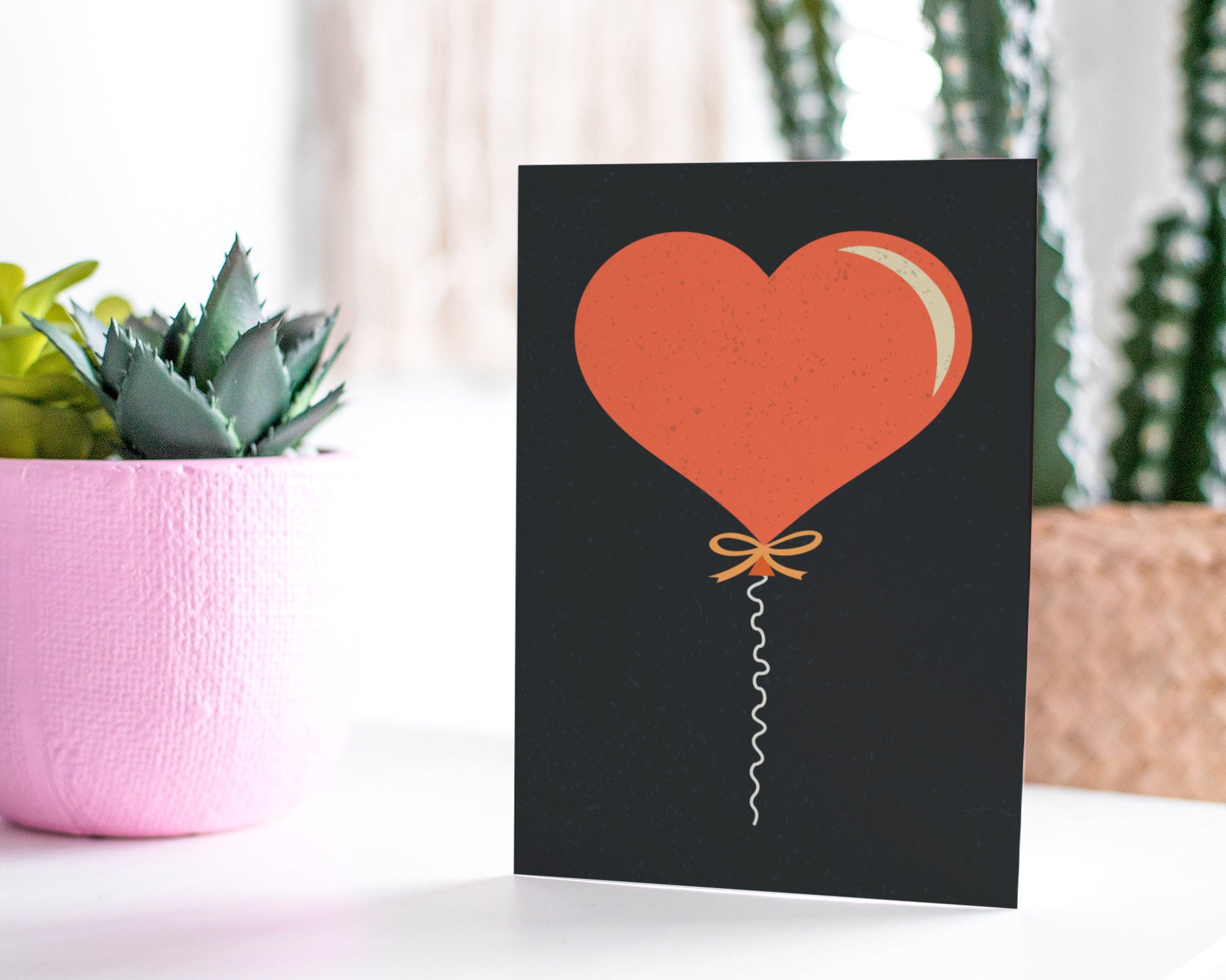 Heart Balloon Card -Thinking Of You - Anniversary Greeting Card.