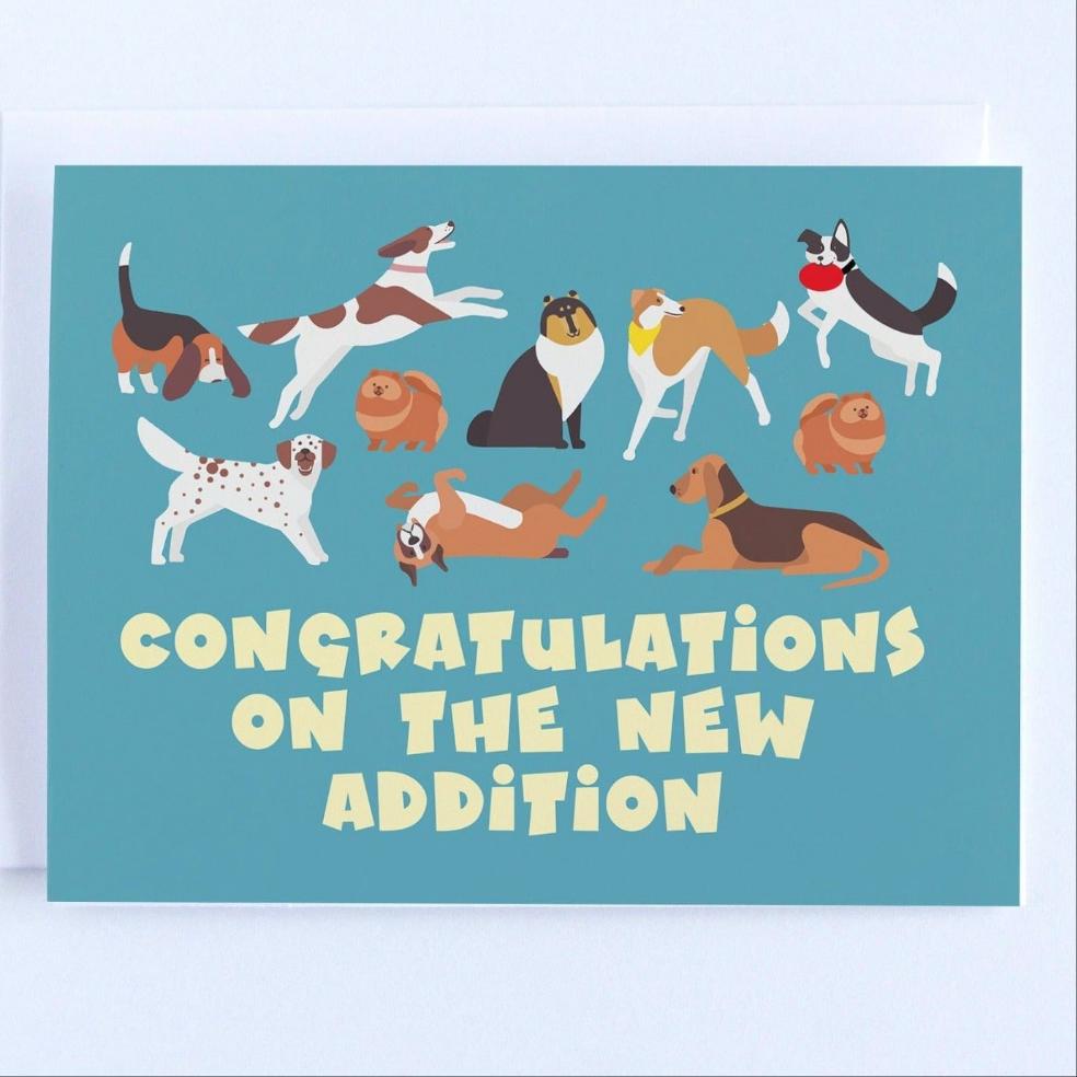 New Pet -Fur Baby - Dog Lover Congratulations Card.