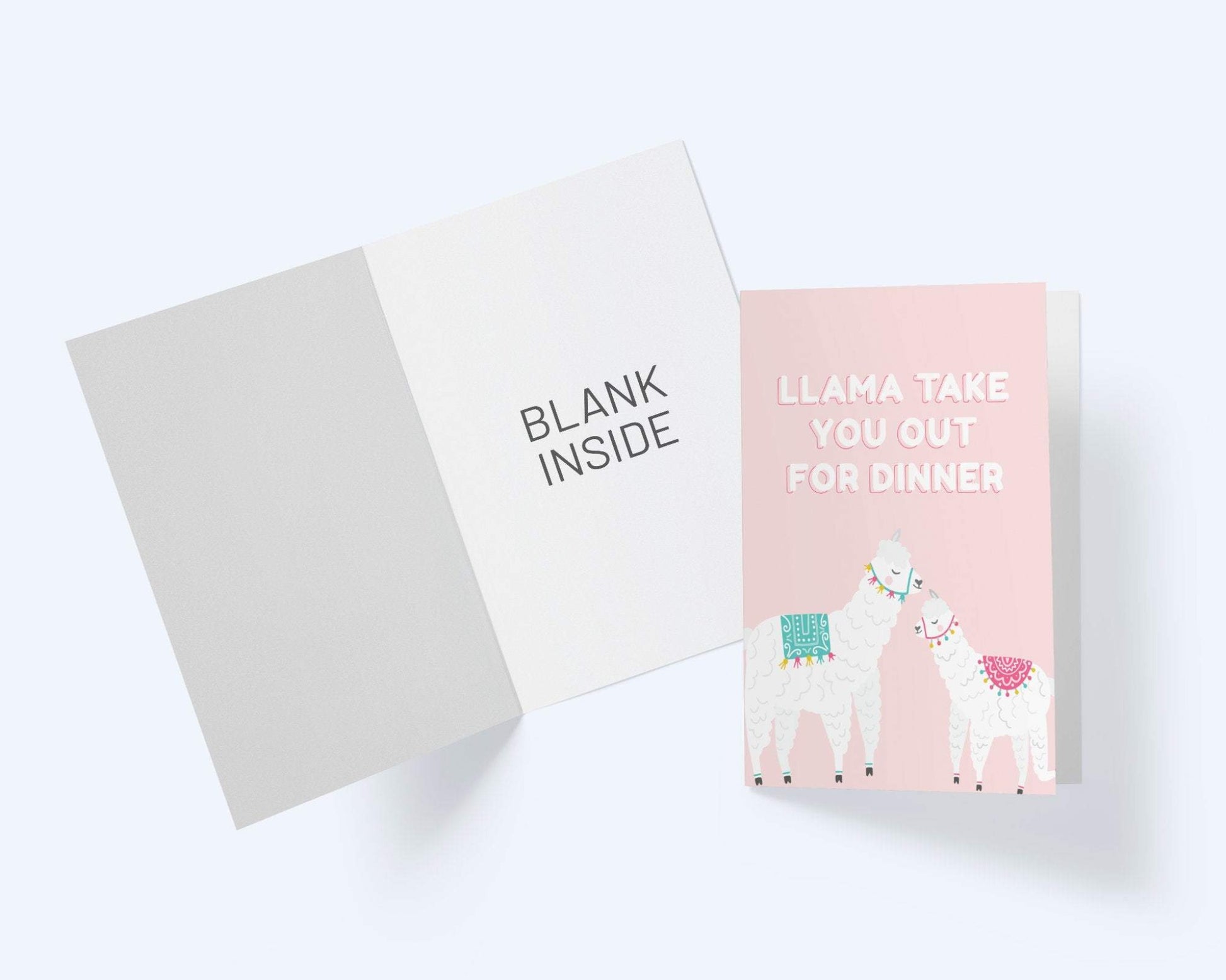 Llama Take You Out To Dinner - Love And Friendship - Anniversary  - Thinking Of You Card.