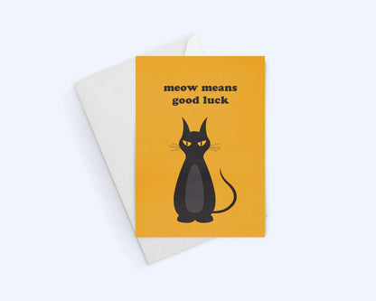 Happy Halloween Card: Meow Means Good Luck.