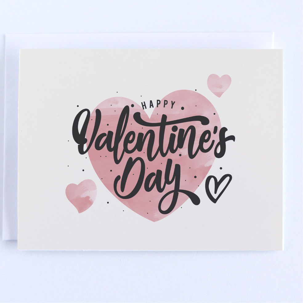 Valentine's Day Greeting Card : Happy Valentine's Day, With Hearts.