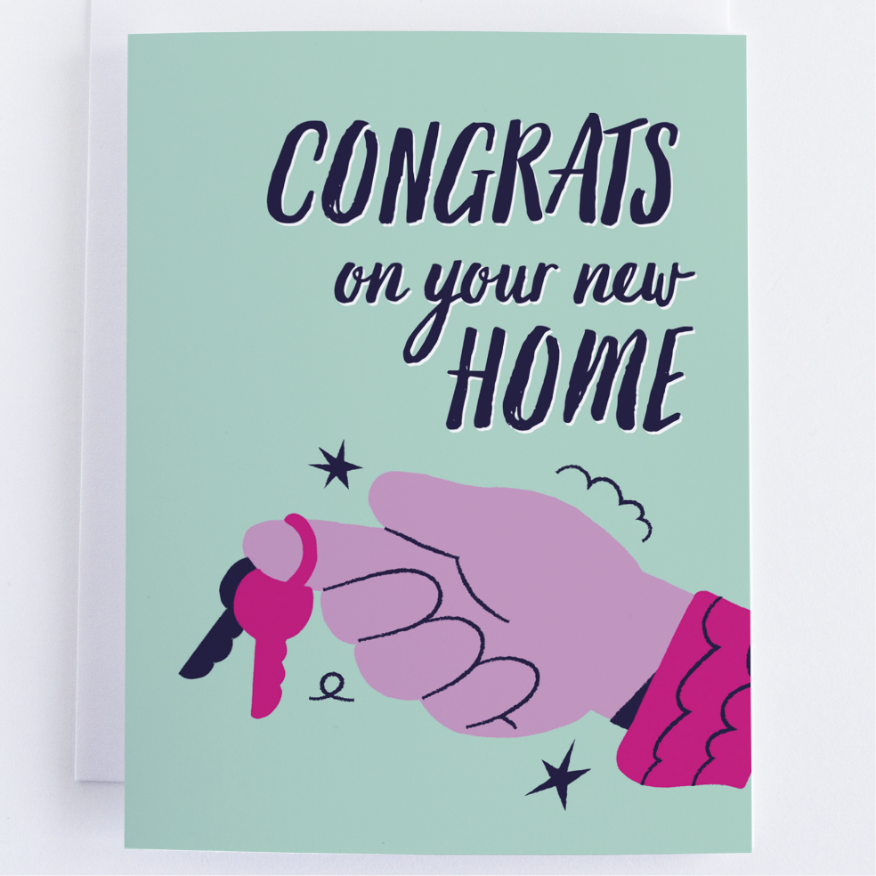 Congrats On You New Home Greeting Card, New Keys Note Card.